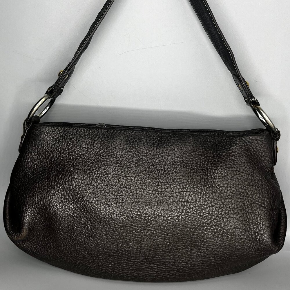 TALBOTS GENUINE BROWN PEBBLED LEATHER HOBO SHOULDER STRAP HANDBAG PURSE BAG